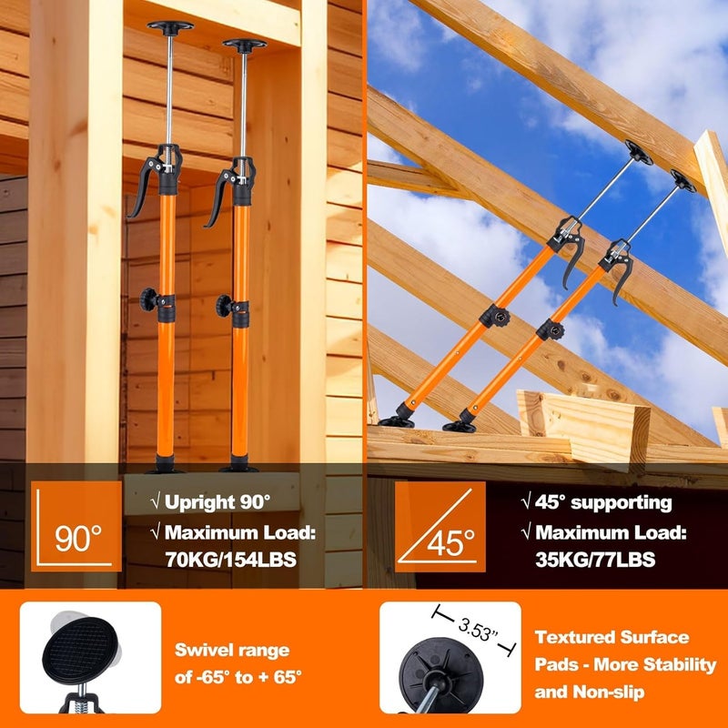 Tikelly Cabinet Jack for Installing Cabinet Support Rod 3rd Hand Support System Adjustable Support Pole,Extend from 19.29 inch to 43.30 inch,Orange 2 Pack - Image 3